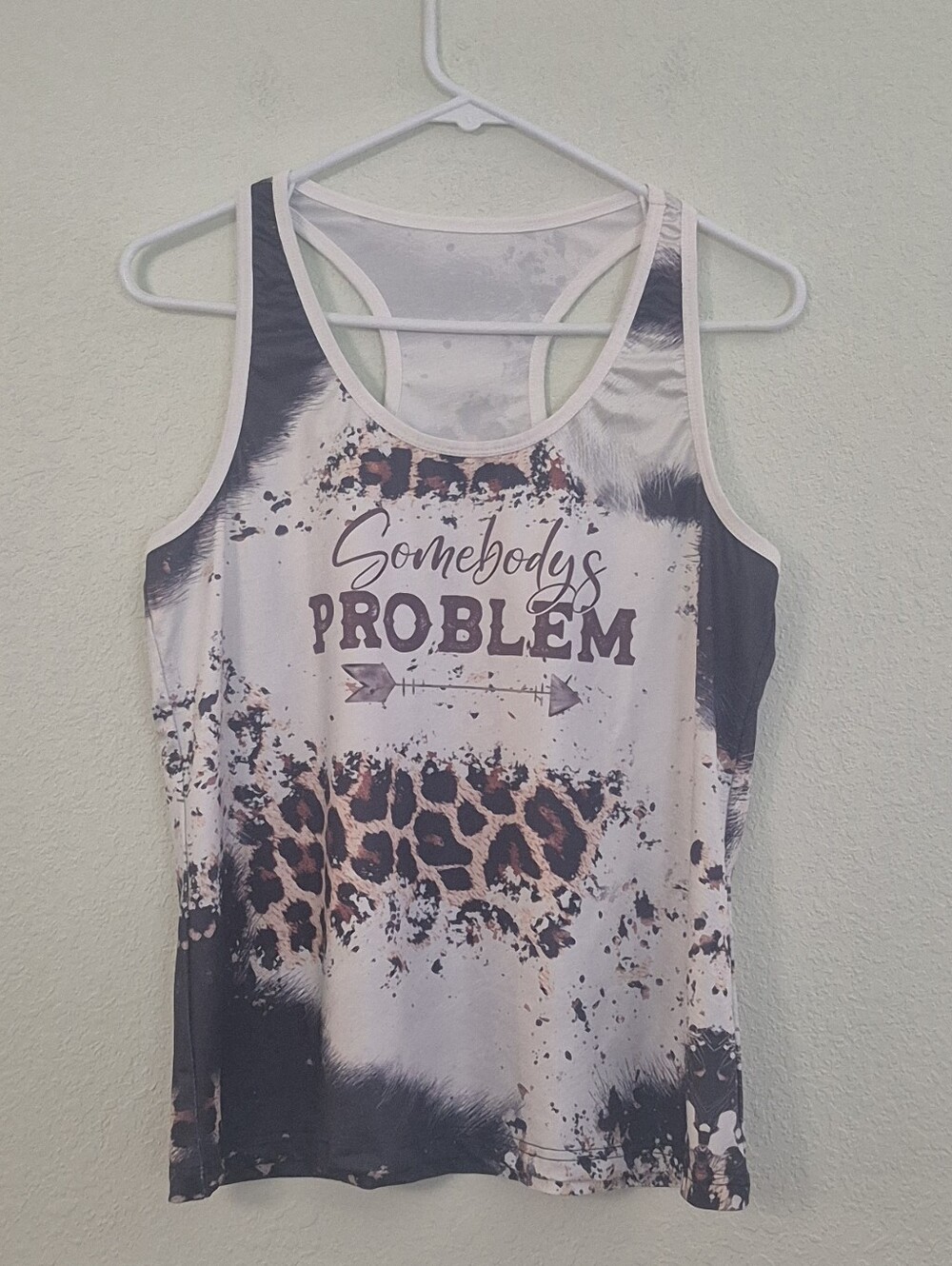 Somebody's Problem Leopard-Print Racerback Tank Top - White/Brown